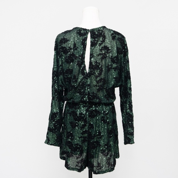 Maje - Green Sequin Romper. - Picture 3 of 14